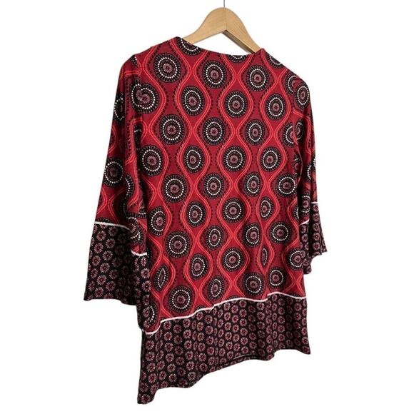 Kim Rogers Tunic Size Small Round Neck Womens Red Black Floral Pattern - Picture 7 of 8